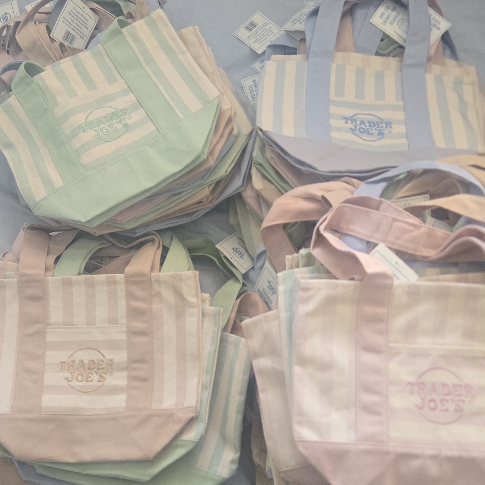 Trader Joe’s Small Striped Reusable Tote, Multicolor Polyester/Cotton 16x10x6