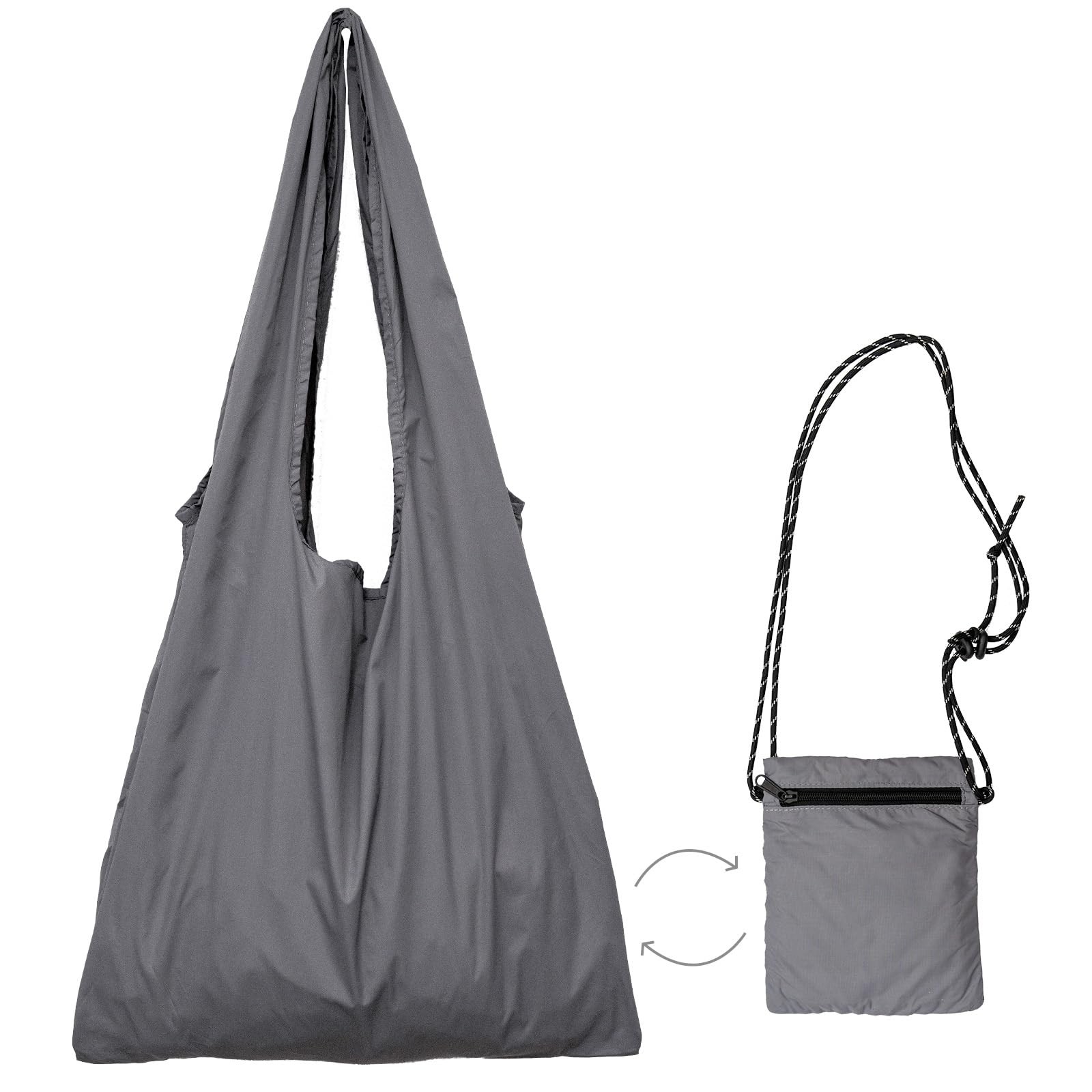 2-in-1 Foldable Reusable Shopping Tote Bag for Nano Style, Packable Crossbody…