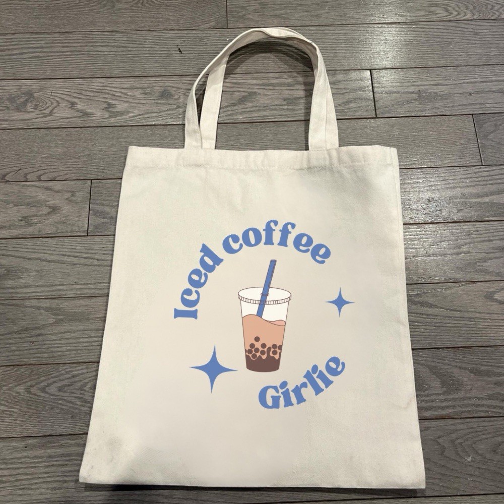 Iced Coffee Girlie Canvas Tote Bag – Everyday Bag