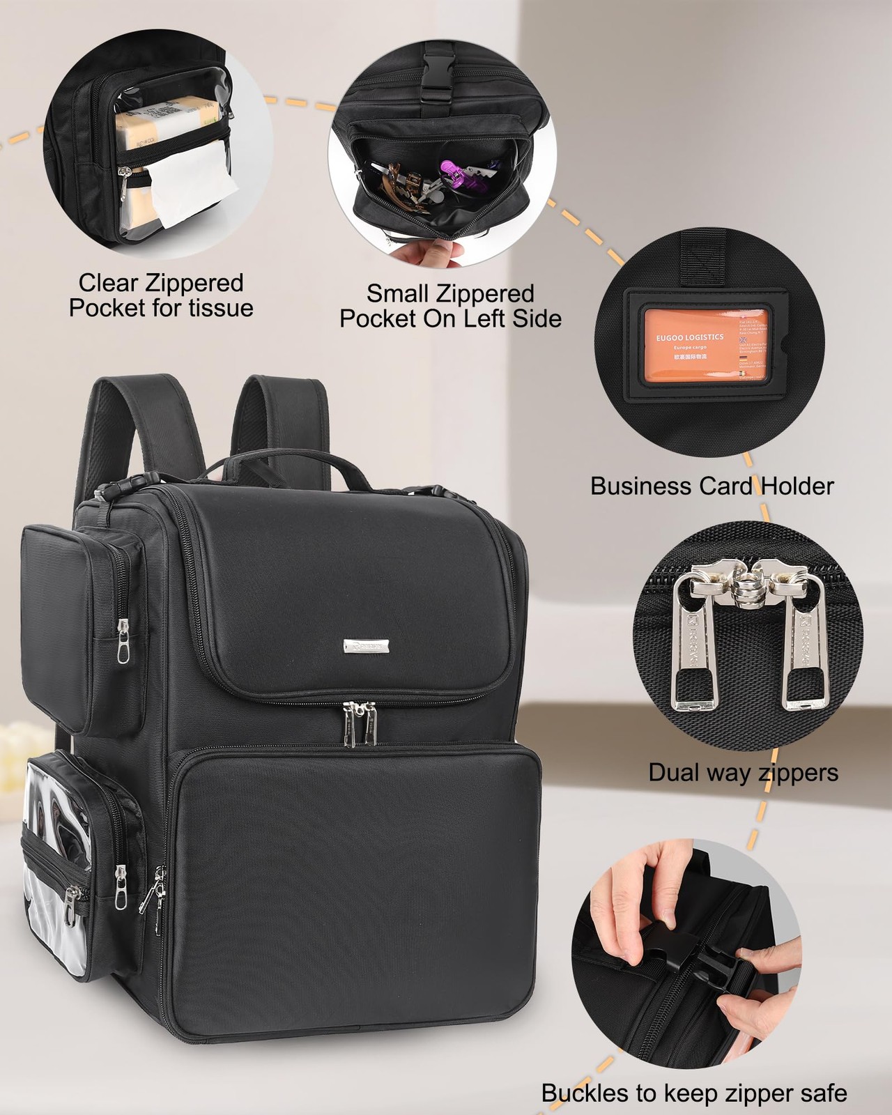 Relavel Hair Tools Travel Bag Stylist Backpack Hairdresser Large, Black