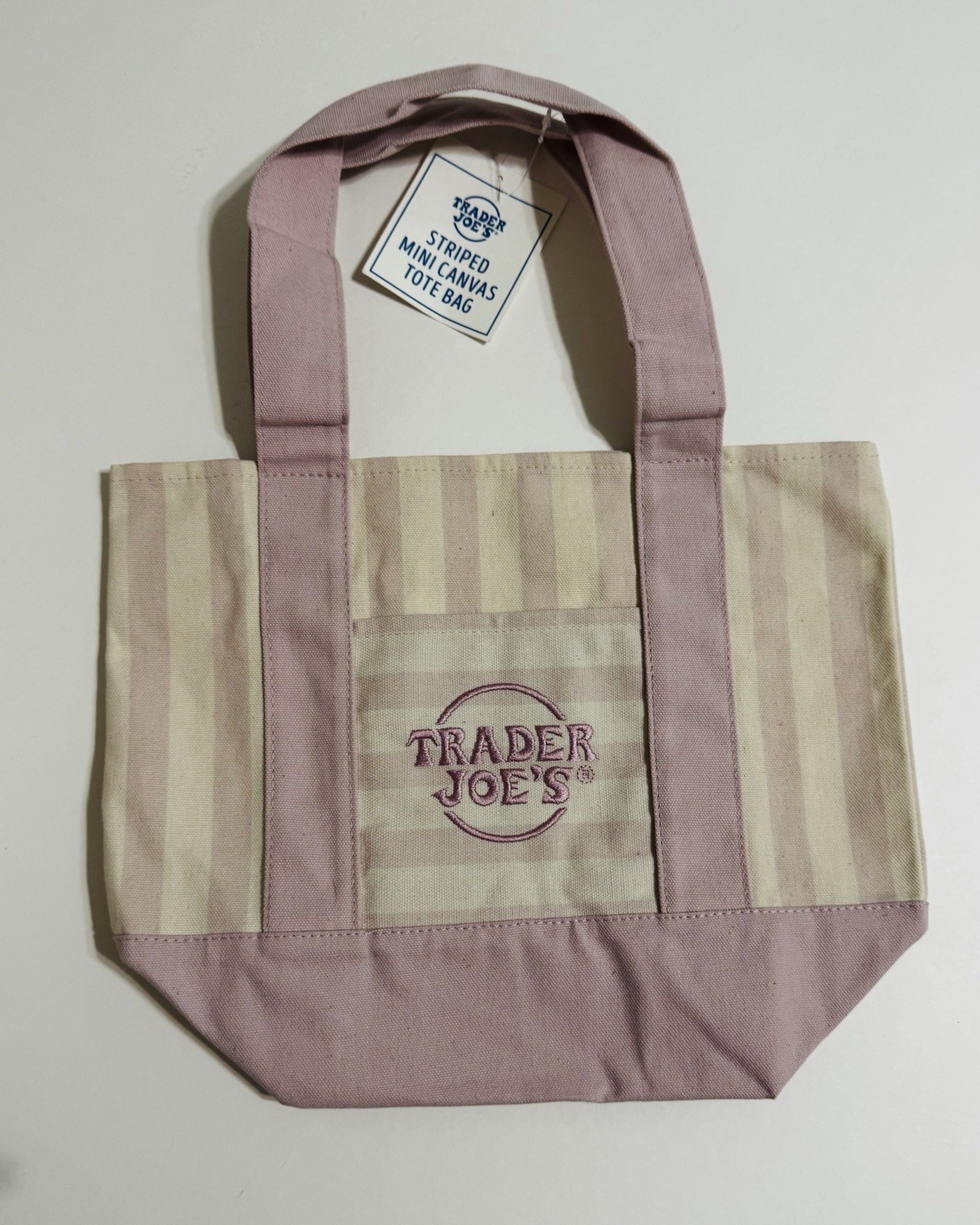 Authentic Trader Joe’s Mini Tote Bag Stripe Canvas Limited Edition Summer 2026