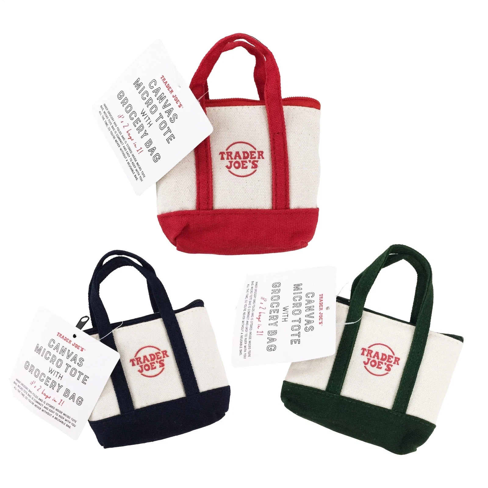 1-3 Pack Trader Joe’s Canvas Micro Tote Reusable Grocery Beach Bag, 2025 LIMITED